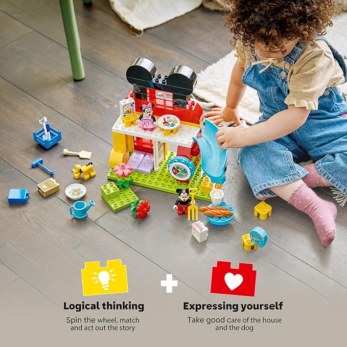 LEGO DUPLO Disney Mickey Mouse Clubhouse with Minnie & Pluto Building Toy - Fine Motor Skill Toy for Toddlers, Ages 2+ - Mickey Mouse Toy for Boys & Girls - Birthday Gift for Kids - 10465