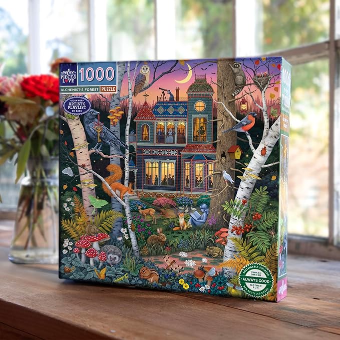 eeBoo 1000 Piece Puzzle - Alchemist's Forest Jigsaw Puzzle for Adults, Square 23" x 23" Made with Recycled Board & Vegetable-Based Ink