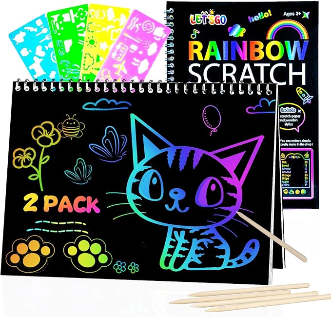 OSLINE Arts and Crafts for Kids Ages 3-5-10 Girls Boys,Rainbow Scratch Paper Art Notebooks,Art Supplies Kit for Gift, Party Favor Toys for 4-8 Year Old,Easter Birthday Gifts for Kids 6-12