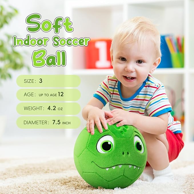 Toddler Toy Soccer Goals for Backyard Indoor with Soft Plush Dinosaur Ball, Mini Soccer Nets and Ball Set for Kids(Pump Include)