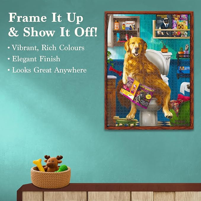 Jigsaw Puzzle 1000 Pieces - The Morning Dump, Fun for Families, Friends, Puzzle Enthusiasts, Game Nights, Includes Sorting Trays, Poster, Gifts for Dog Lovers Ages 15+, Finished Size 27.5” x 19.5"