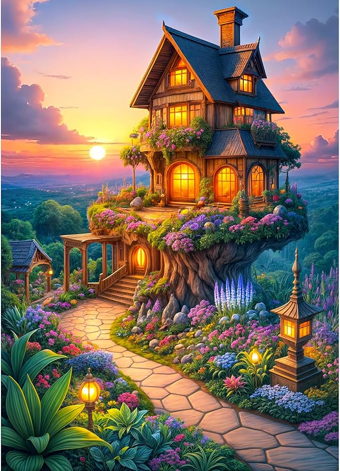 Puzzles for Adults 1000 Pieces, Jigsaw Puzzle for Adults, Fun Challenging Puzzle, Fairytale Tree House Puzzles, Interlock Perfectly No Dust, Gifts for Friends Teacher Father's Day
