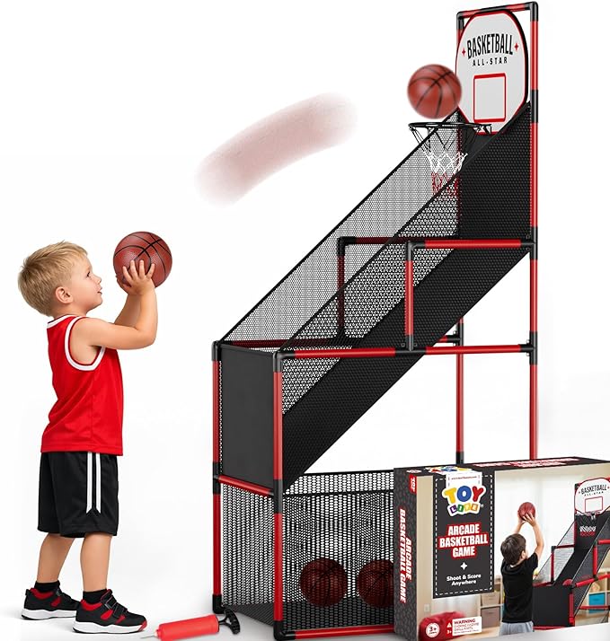 TOY Life Basketball Arcade Game Indoor for Kids - Basketball Shooting Game for Boys Age 4 5 6 7 8, Portable Basketball Hoop Arcade Set for Boys 8-12