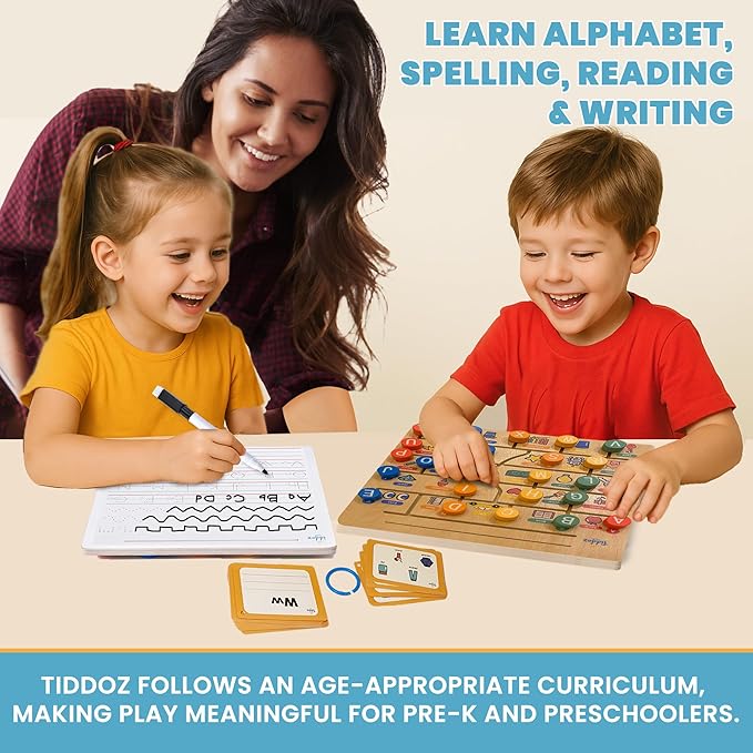 All‑in‑One Montessori Learning Set – ABC Tracing Wooden Board, Letter Matching, 100+ Sight Words Flashcards & Writing for Preschool & Kindergarden Toddlers Ages 3-6