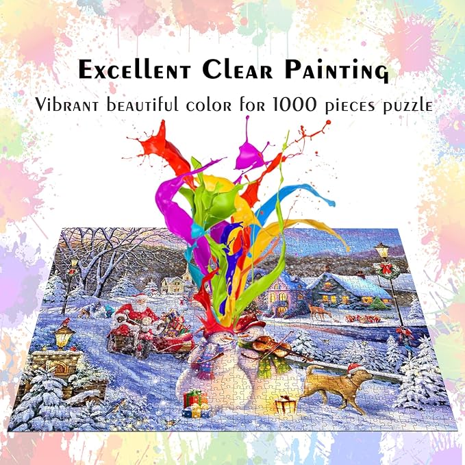 HUADADA Jigsaw Puzzles for Adults 1000 Pieces, Christmas Letter on Back Interlock Perfectly No Dust, Home Decors Family Challenge Toys for Men Women Elders Seniors (27.5"x19.6"), 1:1 Poster