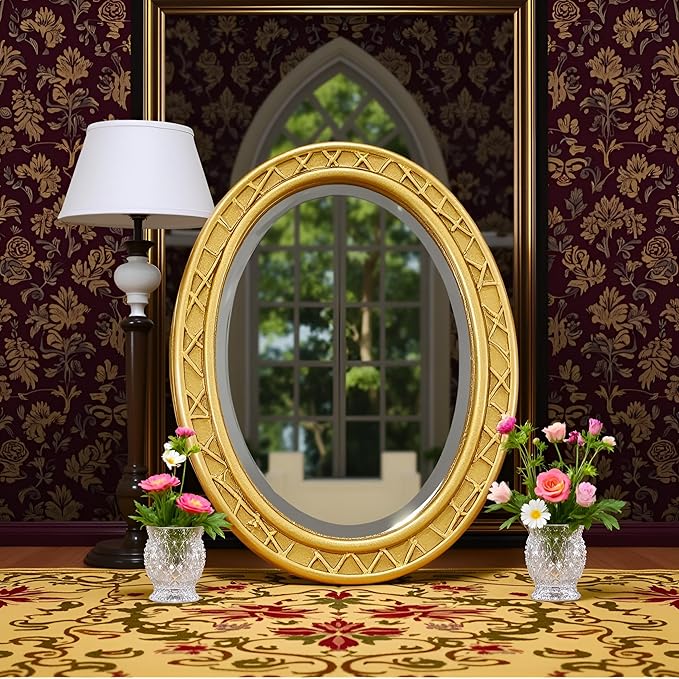 Gold 1/12 Miniature Mirror Dollhouse Decoration Accessories, DIY Doll House Kit