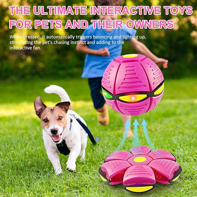 Magic Bouncing Ball 6-Light Dual Form – Pop up, Meta Ball Metaball Transforming Design – Flying Saucer Bouncy – Interactive Bouncing Balls for Parent-Child Interaction – Gift Pack - Pink