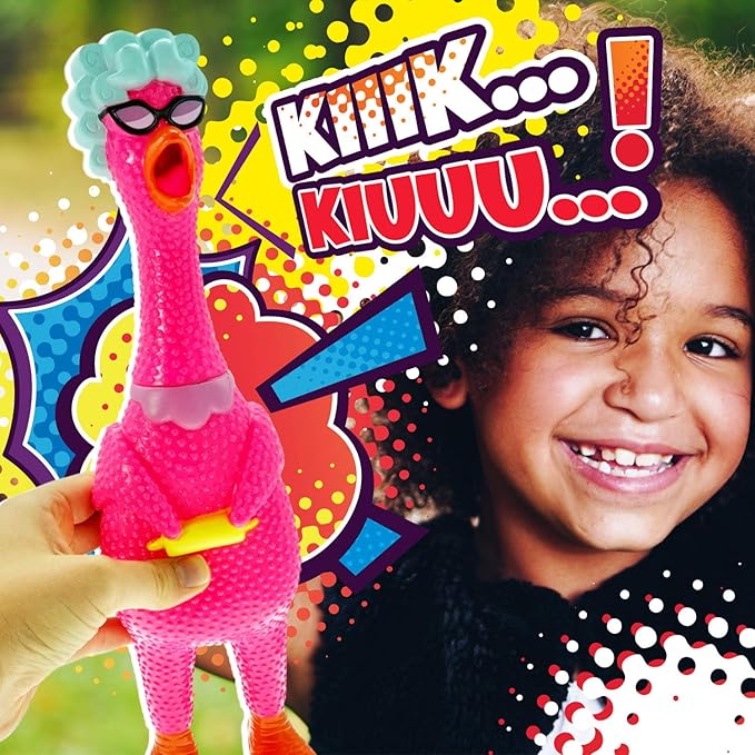 JA-RU Jumbo Screaming Chicken Toy (1 Pack) Squishy Chicken Toys for Kids | Funny Noise Maker Prank & Gag Gifts | Sensory Stress Relief Rubber Chicken Dog Toy. 1704-1p