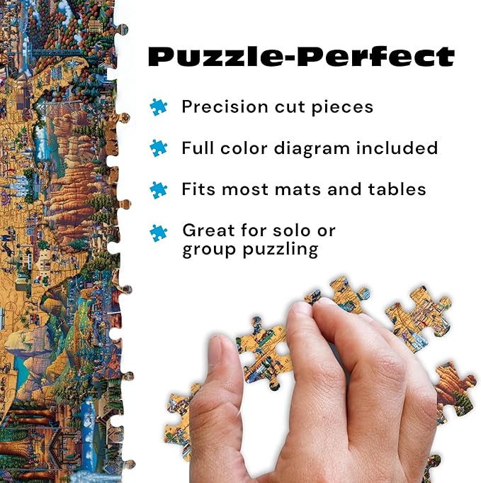 Buffalo Games 750 Piece Jigsaw Puzzle Angelo Bonito Racing The Train, Made in USA, Premium Recycled Board, Full-Color Poster, Giftable Dog Days Art