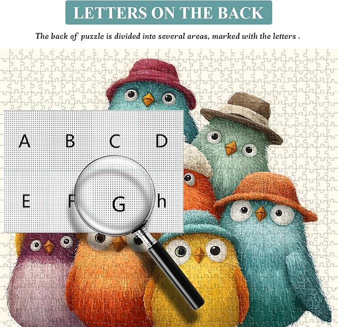 Colorful Birds Jigsaw Puzzles 1000 Pieces for Adults, Cute Birds with Hats Art, Funny Bird Animal Jigsaw Puzzle, Challenging Puzzles for Adults