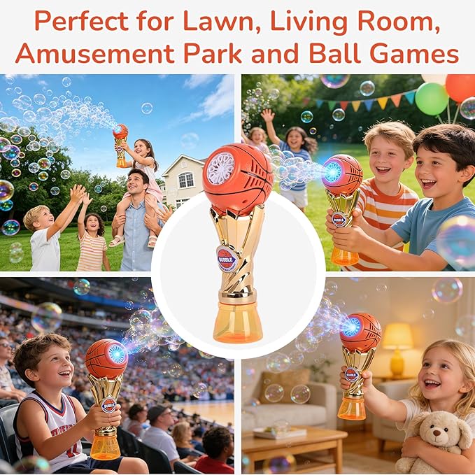Basketball-Shaped Bubble Machine, Perfect for Children to Play with Complete with Bubble Solution – The Ideal Toy Bubble Machine for Kids