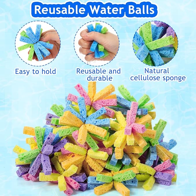 24 Pcs Reusable Water Balls for Outdoor Water Sponges Kids Games Toys Soft Quick Soak Pool Fight Toys for Summer Activities Backyard Trampoline Beach Party (Stylish Color)