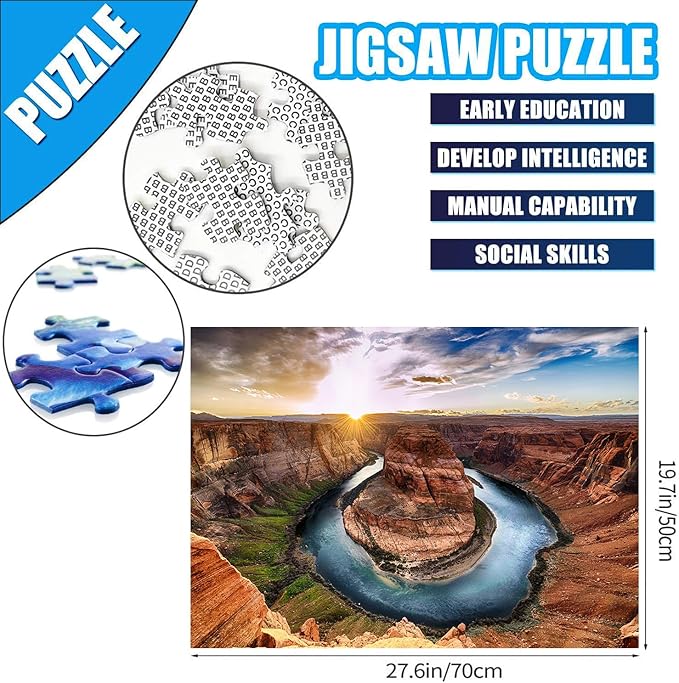 Jigsaw Puzzles for Adults, 2 Pack 1000 Pieces, Nature Landscape Mountain Scene National Park Travel Challenging Puzzle Perfect for Family Activity Game Nights Gifts(Horseshoe Bend &Havasu Falls)