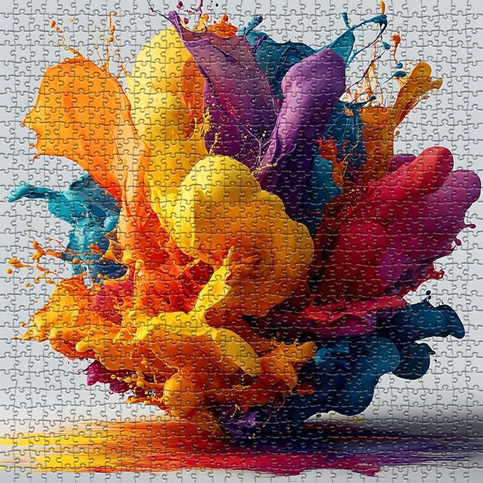 Impossible Puzzles for Adults 1000 Pieces, Larkipuzz Art Gradient Rainbow Puzzle, Unique Paint Splatter Jigsaw Puzzles for Home Decor