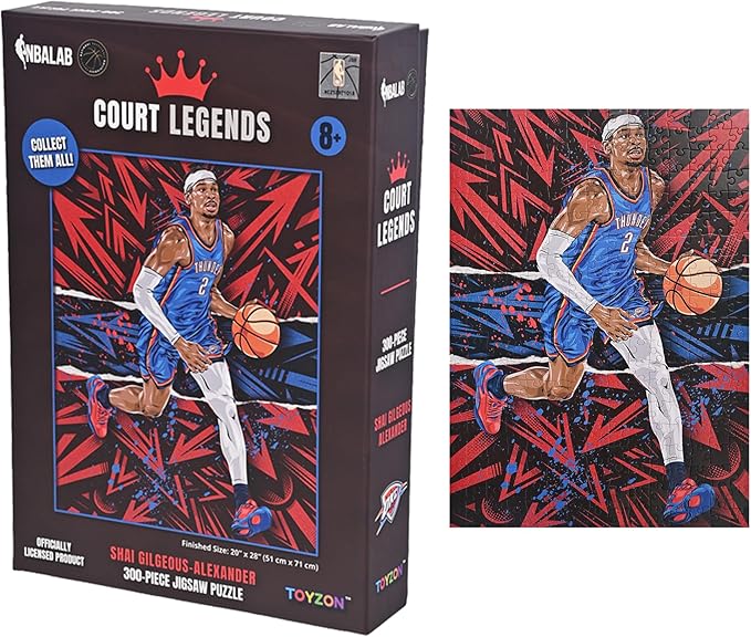 NBA Court Legends 300pc Shai Gilgeous-Alexander Jigsaw Puzzle for Kids & Adults, Premium Basketball Puzzle Game, Family Activity, Collector Gift for NBA Fans, Game Room or Home Display