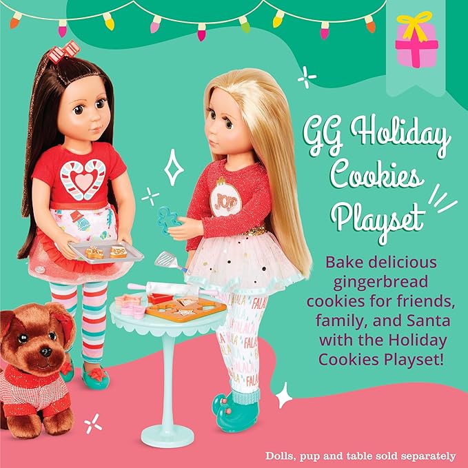 Glitter Girls – 14-Inch Doll Accessories – Holiday Cookies Set – 23 Pieces Baking Playset – Apron, Oven Mitt & Kitchen Supplies – 3+ Years– Holiday Cookies Playset