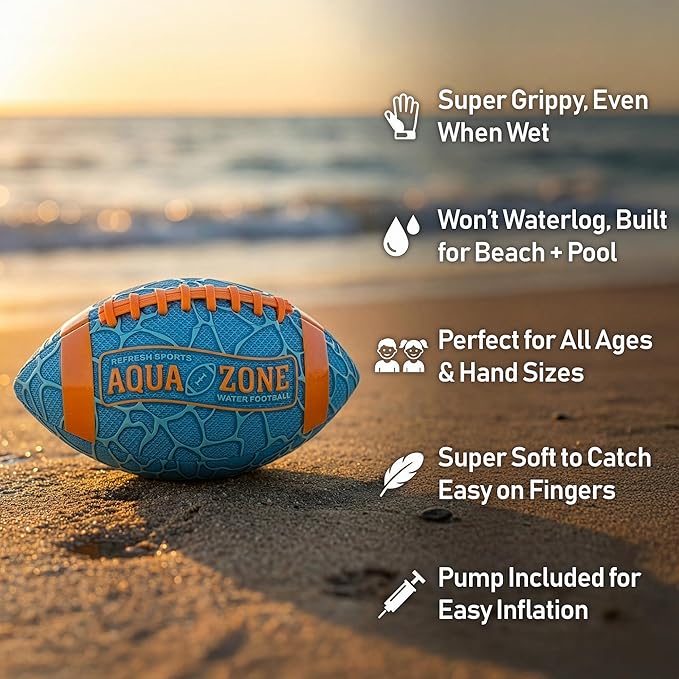 Water Football for Pool & Beach - Best Pool Toys for Kids All Ages - Easy Grip & Soft to Catch Footballs - Fun Outdoor Games Sports Toy - Easter Gifts for Boys 5 6 7 8 9 10 11 12 + Year Old Boy & Girl