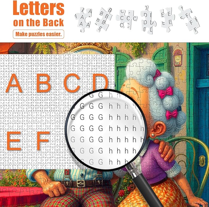 Grandma Kiss Grandpa Paper Puzzles for Adults 500 Pieces - Elderly Couple Love Jigsaw Puzzles, Grandparents Commemorative Puzzle, Challenging Valentine Day Old People Puzzle for Couples Date Night