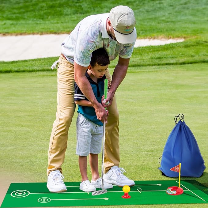 Liberry Toddler Golf Set, Retractable Toy Golf Clubs with Putting Mat & Storage Bag for Kids Ages 2 3 4 5, Indoor and Outdoor Sports Games Birthday Gift for Boys Girls