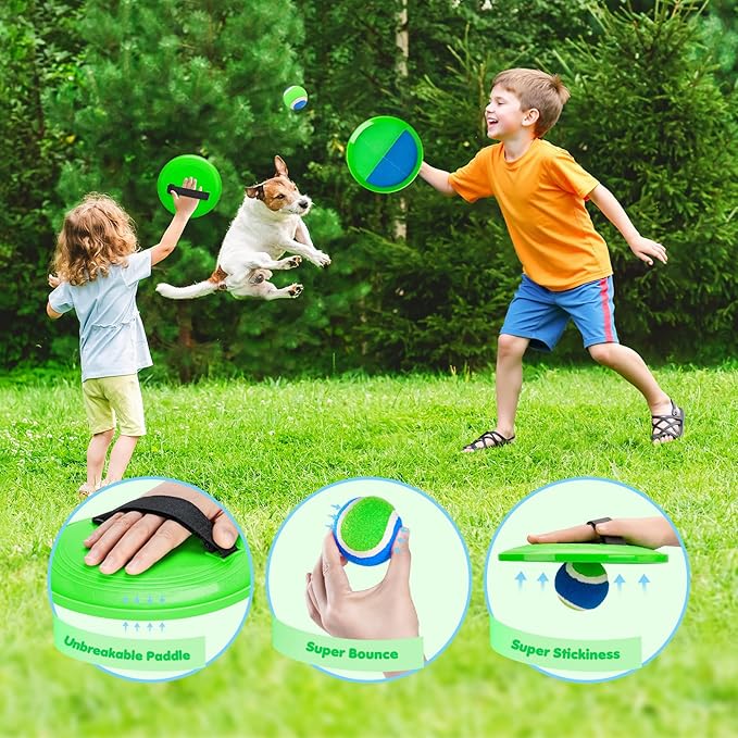 Toss and Catch Ball Set Upgraded - Beach Toys Outdoor Games Baseball Games - Sturdy & Water-Resistant Great for Pool Yard - Classic Gift for Toddlers Kids Boys Girls 3 4 5 6 7 8 9 10 11 12+ Years Old
