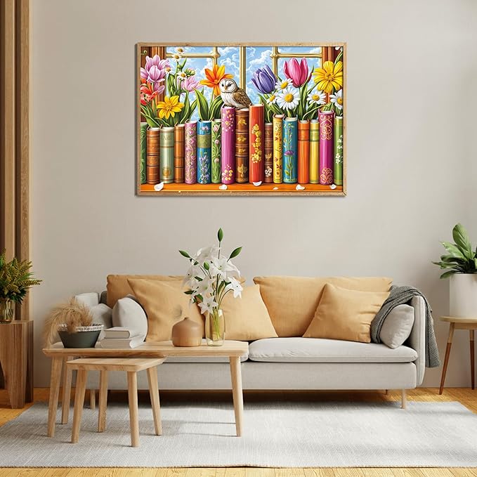 Jigsaw Puzzles for Adults 1000 Piece Puzzle for Adults 1000 Pieces Puzzle 1000 Pieces-Books and Flowers