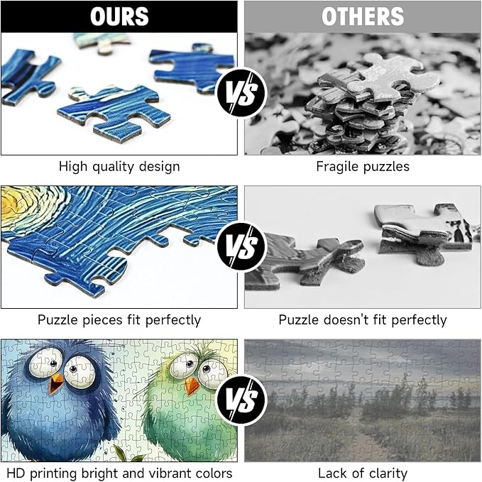 Funny Birds 1000 Piece Puzzle for Adults, Puzzles with Letters on Back, 6 Cute Cartoon Birds Pastel Watercolor Spring Garden, 22.8x22.8 Wall Art, Challenging Family Game, Easter