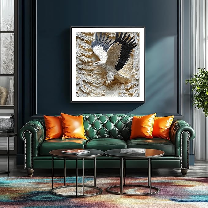 500 Piece Jigsaw Puzzle for Adults, Carved Eagle Design with White Forest Scene, 500 Pieces Eagle Puzzles Perfect for Family Games, Relaxing Entertainment & Home Decor