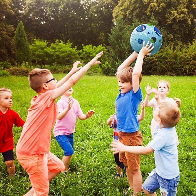 ZOOJOY Pack of 2 Cartoon Playground Balls, Balls for Toddler 3-12, 8.5" Rubber Ball Bouncy Kickball, Indoor & Outdoor Ball Game for Kids with Pump