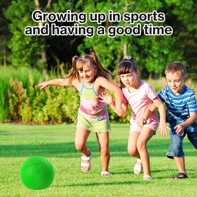 24 Pcs Dodgeballs 5 Inch Playground Ball Green Kickball Inflatable Rubber Handball Bouncy Dodge Ball with 1 Hand Pump for Outdoors Ball Games Gym Camps Picnic (Green)
