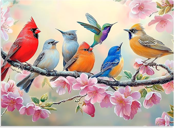 500 Pieces Puzzle for Adults, Birds Jigsaw Puzzle 500 Pieces for Adults Teens, Recycled Cardboard Hummingbird Flowers Puzzle 500 Piece, Challenging Game for Family Fun & Gift Idea, 20.5 x 15 in