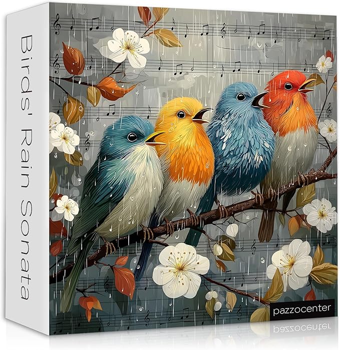 Bird Puzzles for Adults 1000 Pieces, Nature Puzzle with Flowers, Songbirds on Tree Branch Scene Landscape Jigsaw Puzzles, Challenging Puzzles for Adults