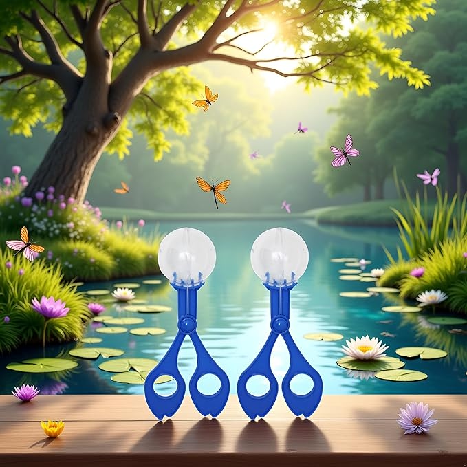 2 Pcs Blue Fine Motor Skill Tool, Scoopers for Teen Nature Exploration ObservationHand-Eye Coordination Plastic Scissor Clamp Small Butterfly Clip, for Sports and Outdoor Play