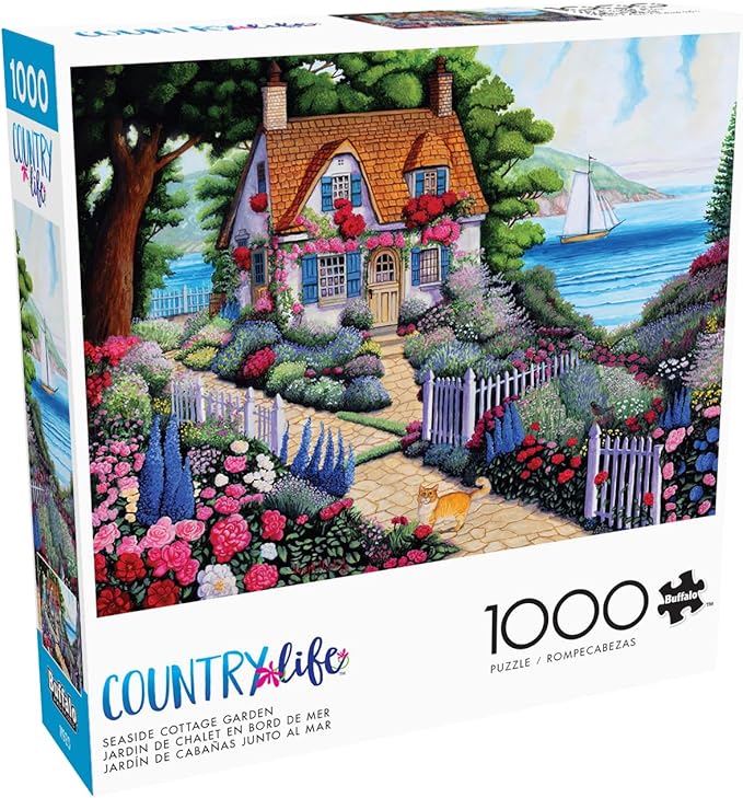 Buffalo Games - Country Life - Joseph Holodook - Seaside Cottage Garden - 1000 Piece Jigsaw Puzzle for Adults -Challenging Puzzle Perfect for Game Nights