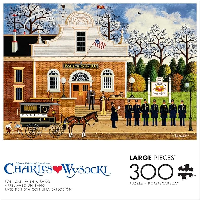Buffalo Games – Roll Call with a Bang - Charles Wysocki - 300 Oversized Piece Jigsaw Puzzle  Larger Shapes - Great for Adults, Seniors, Family, Kids, Easy to Grip