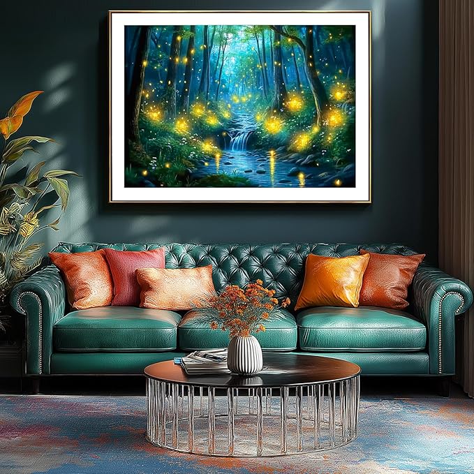 1000 Piece Enchanted Forest Waterfall with Fireflies Landscape Puzzle for Adults, Home Decor & Stress Relief Activity, Ideal for Puzzle Enthusiasts, Nature Lovers