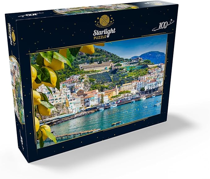 MyPuzzle Panoramic View of Beautiful Amalfi On Hills Leading Down to The Coast, Campania, Italy - Premium 100 Piece Jigsaw Puzzle for Adults