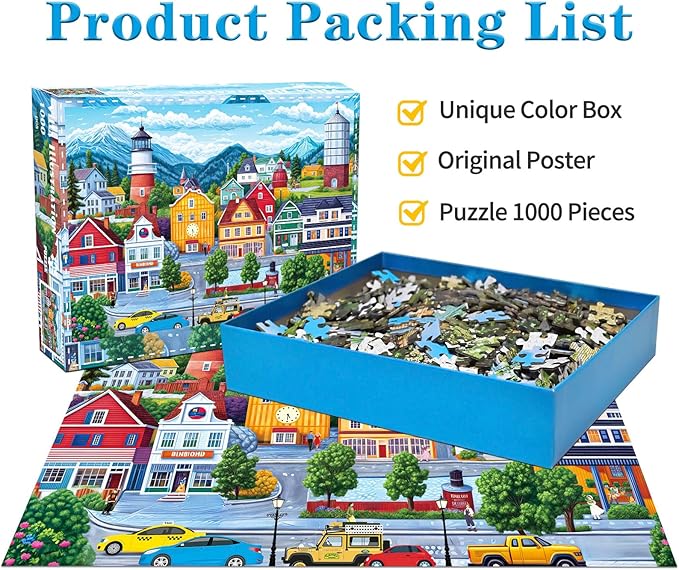 Jigsaw Puzzles for Adults 1000 Piece Puzzle for Adults 1000 Pieces Puzzle 1000 Pieces-Comfortable Small Town Living