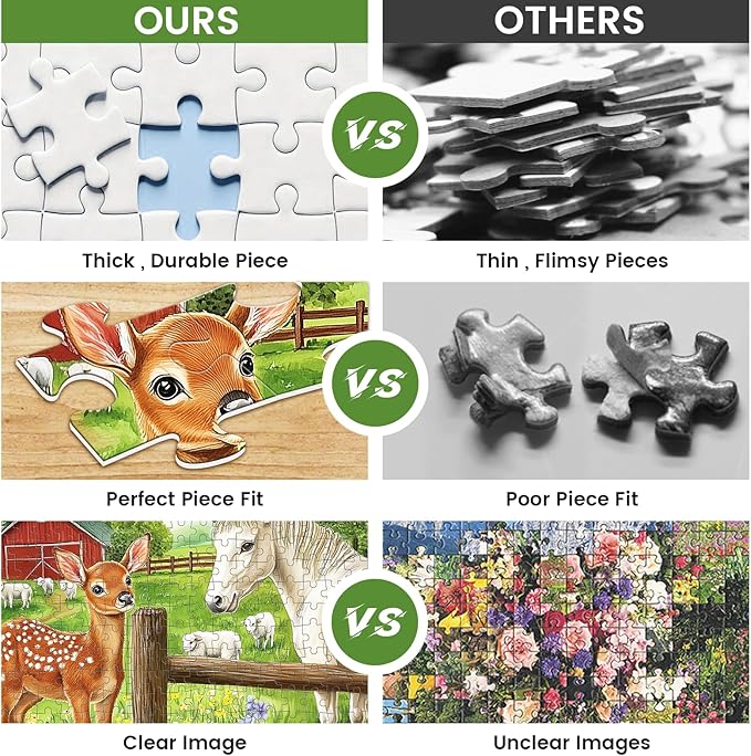 300 Pieces Puzzle for Adults-Deer Jigsaw Puzzle-Farm Horse Puzzles for Kids Ages 8-10-Animal Pet Lover Challenging Puzzles for Friends Family Activity Game Nights Gifts-20.5x15IN