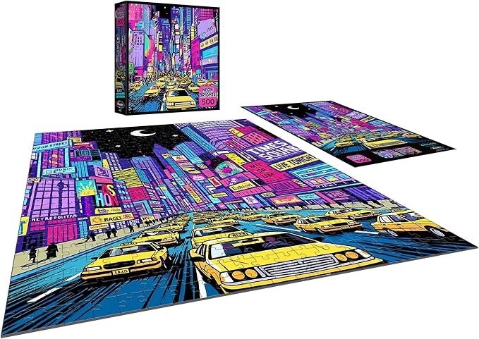 RoseArt - Neon Brights - Neon NYC - 500 Piece Jigsaw Puzzle for Adults, NYC Skyline