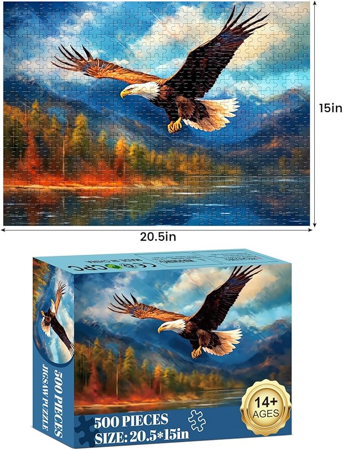 500 Piece Puzzle for Adults, Jigsaw Puzzles Eagle Puzzles Games 500 Pieces and Up for Adult Elderly Great Gift Family Games 20.5"X15"