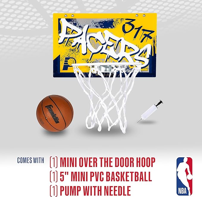 Franklin Sports NBA Team Over the Door Basketball Hoops - Kids Indoor Mini Basketball Hoop + Ball Set - NBA Fan Mini Hoops