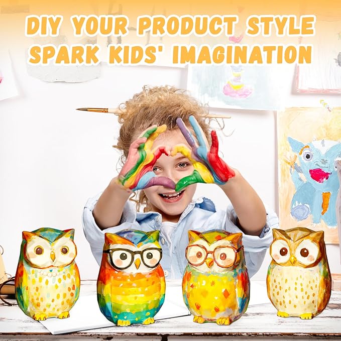 Paint Your Own Owl Lamp Kit, Art Supplies Arts and Crafts for Kids Ages 8-12, DIY 3D Owl Night Light, Creativity Painting Kit Toy for Girl Boy Teen, Kids Birthday Gift Ages 3 4 5 6 7 8 9 10 11 12+