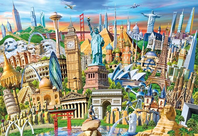 Buffalo Games - Adrian Chesterman - World Landmarks - 2000 Piece Jigsaw Puzzle for Adults - Challenging Puzzle Perfect for Game Nights - Finished Size is 38.50 x 26.50