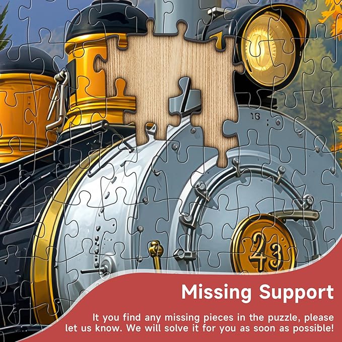 Autumn Steam Train 1000 Piece Puzzle for Adults - Vintage Locomotive Art, Mountain Stream Fall Scene, Poster & Lettered Back, 22.8" Square HD, Gift for Train & Nature Lovers