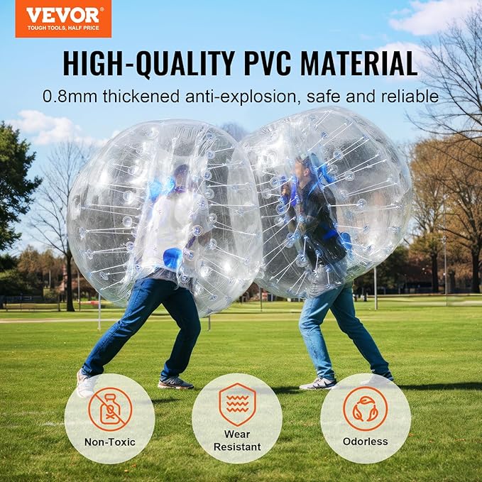 VEVOR Inflatable Bumper Ballѕ 2 Packs; 2FT/3FT/4FT/5FT Body Size Adult Human Bubble Ballѕ, Bumper Bubble Soccer Ballѕ for Teens/Adults
