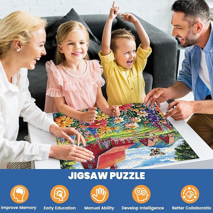 1000 Piece Puzzle for Adults, Honey Bee Farm Puzzles, Butterfly Flowers Garden Jigsaw Puzzles 1000 Pieces, Fun Landscape Puzzle for Adults Kids Seniors,Challenging Family Game Great Gift Idea,28*20 in