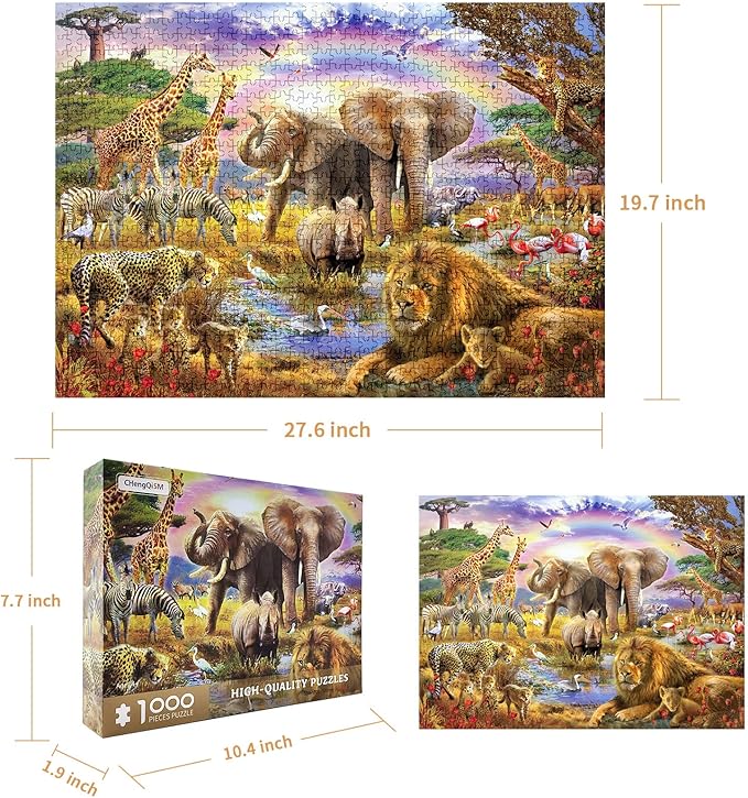 Jigsaw Puzzles 1000 Pieces African Animal Puzzles Animal World Jigsaw Puzzles for Adult Teens Kids Jungle Scene Jigsaw Puzzles Game Toy Gift Home Decoration