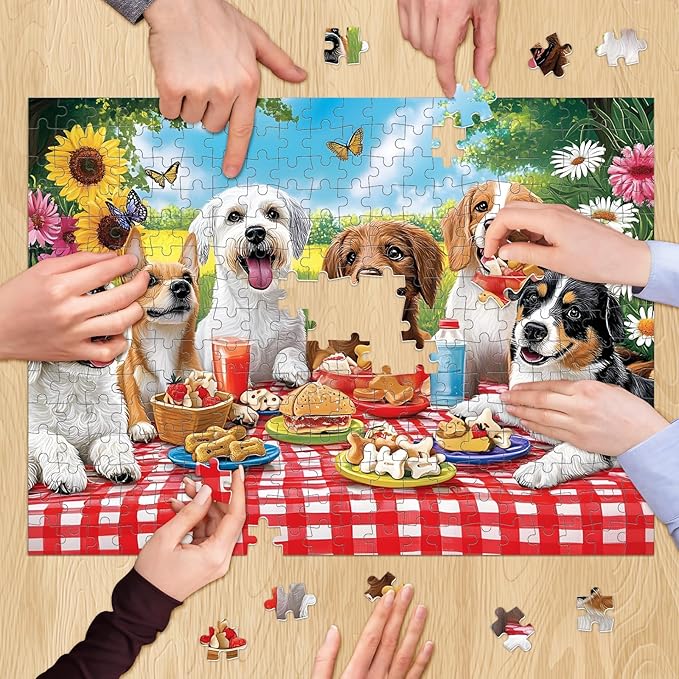 300 Pieces Puzzles for Adult, Dog Jigsaw Puzzles 300 Pieces for Adults Children Seniors, Vibrant Imagery Flower Jigsaw Puzzle, Challenging Activity Game Gift for Family Friends 20.5x15 Inches