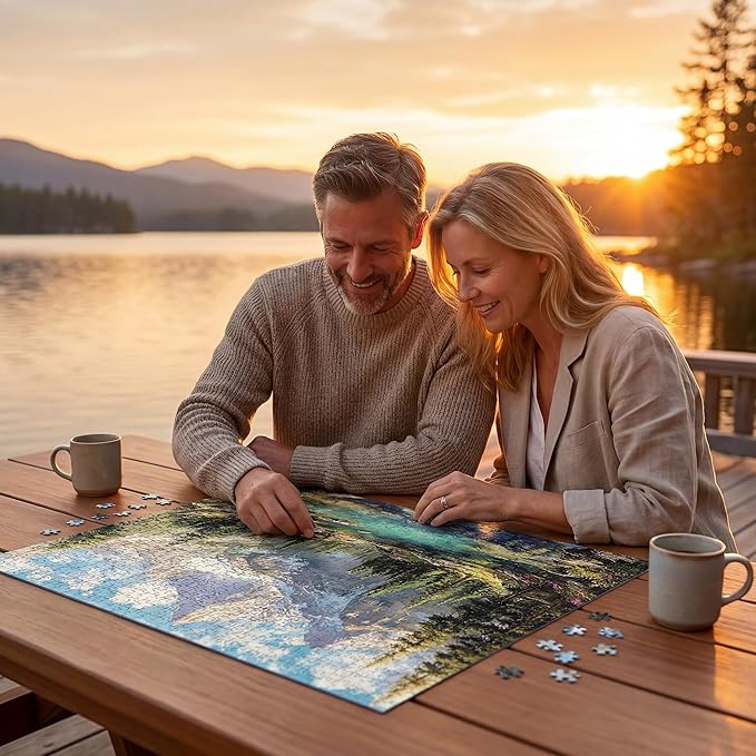 Puzzles for Adults 1000 Pieces, National Park Nature Snow Mountain Lake Forest, 1000 Piece Puzzle for Adults Seniors, Hard Jigsaw Puzzles with Letters on Back, 1:1 Poster
