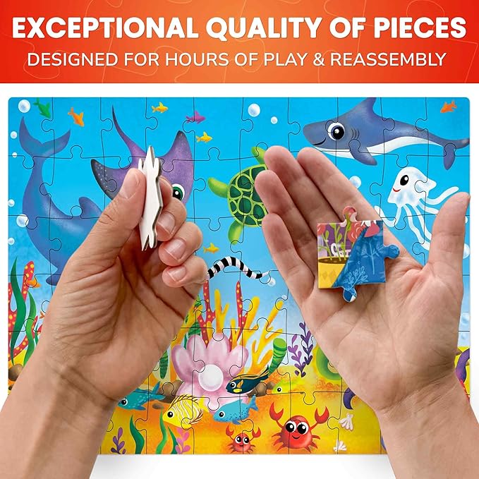 QUOKKA Puzzles for Kids Ages 4-6 - Set of 4x60 Jigsaw Puzzles for Toddlers 3-5 - Animals Toys for Children 6-8 yo - Gift Educational Game for Boys & Girls